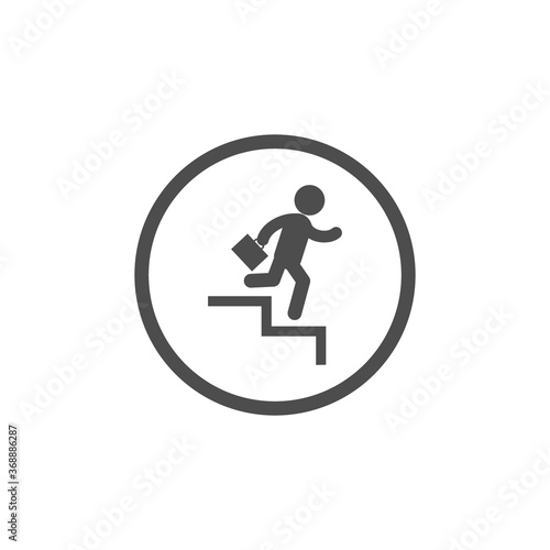 Businessman Going Down By Stair Steps logo