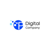 Letter P digital logo, Technology and digital logotype