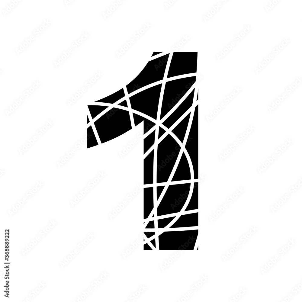 Number 1 - fragmented mottled font - isolated, vector Number 1 - fragmented mottled font - isolated, vector