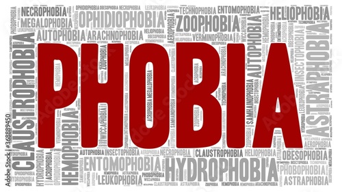 Phobia word cloud isolated on a white background.