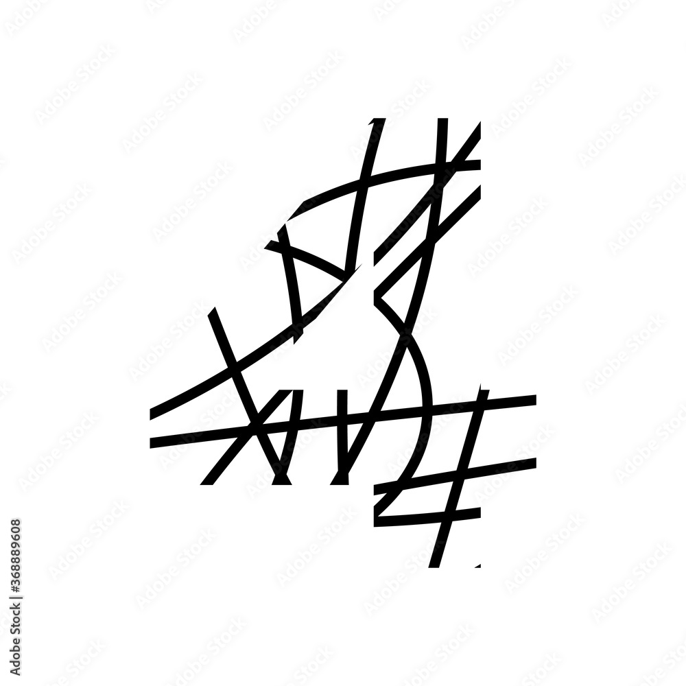 Number 4 - bird nest mottled font - isolated, vector Number 4 - bird nest mottled font - isolated, vector