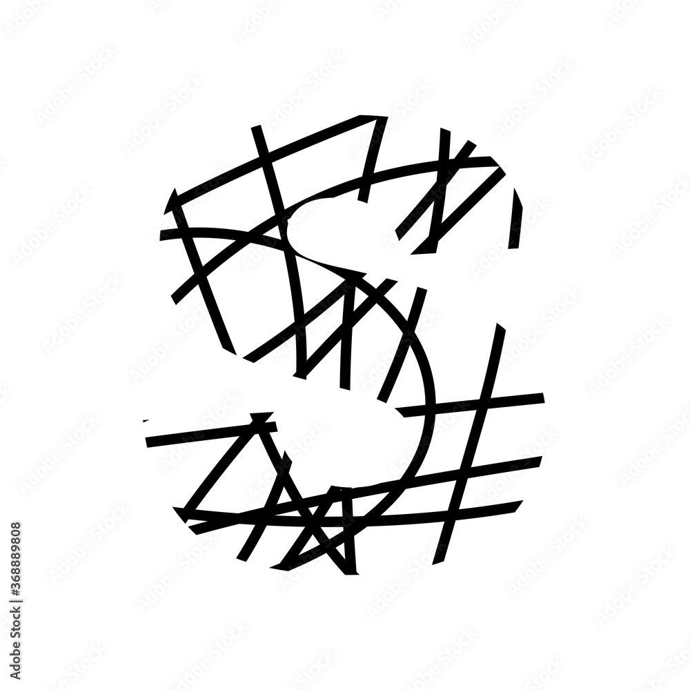 Letter S - bird nest mottled font - isolated, vector Letter S - bird nest mottled font - isolated, vector