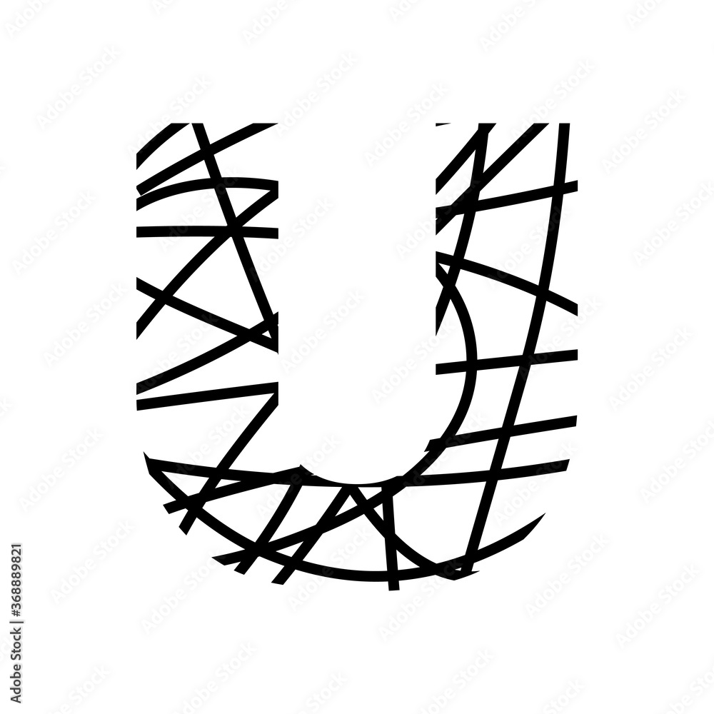 Letter U - bird nest mottled font - isolated, vector Letter U - bird nest mottled font - isolated, vector
