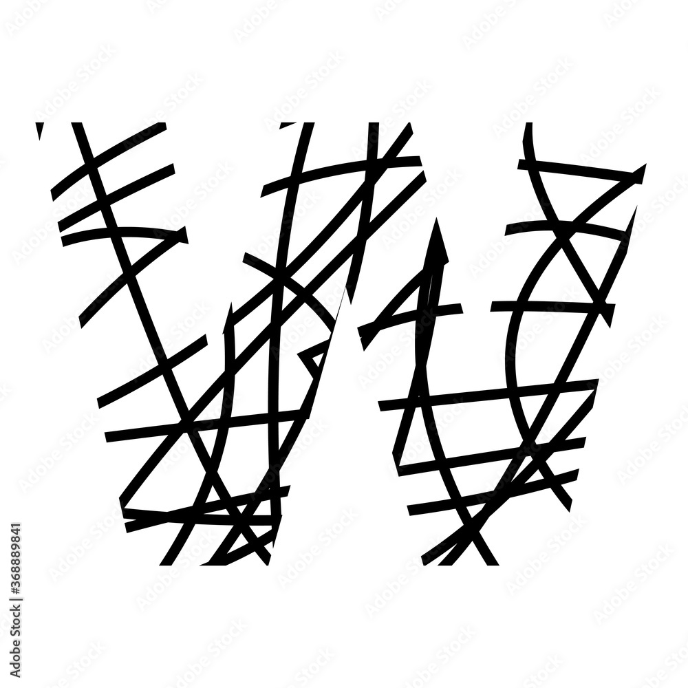 Letter W - bird nest mottled font - isolated, vector Letter W - bird nest mottled font - isolated, vector