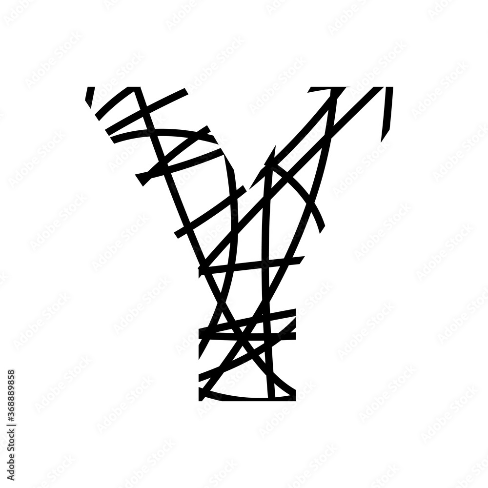 Letter Y - bird nest mottled font - isolated, vector Letter Y - bird nest mottled font - isolated, vector