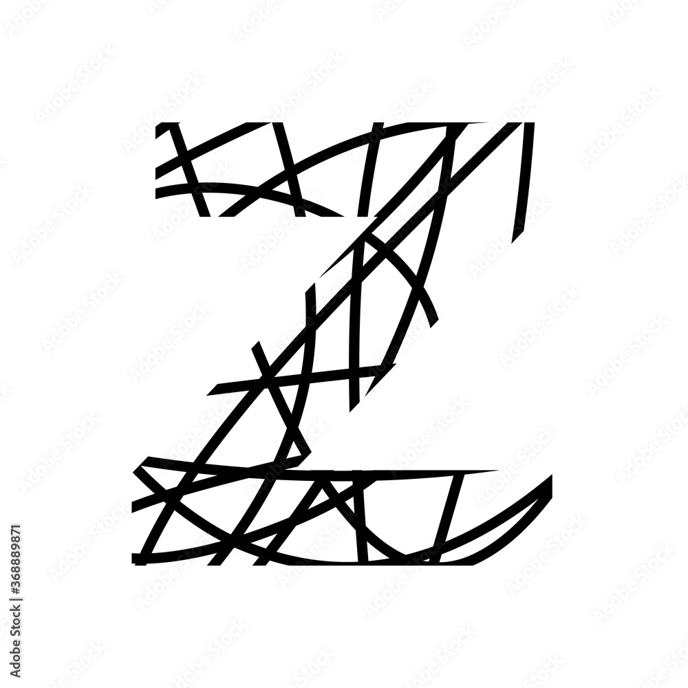Letter Z - bird nest mottled font - isolated, vector Letter Z - bird nest mottled font - isolated, vector