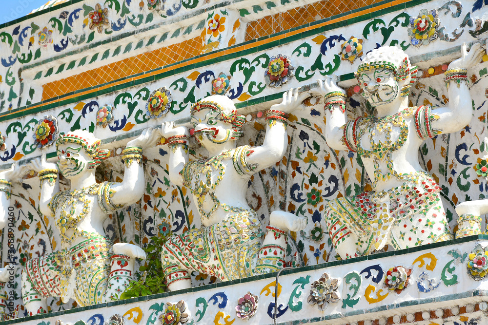 Wat Arun god figures in Bangkok, Thailand