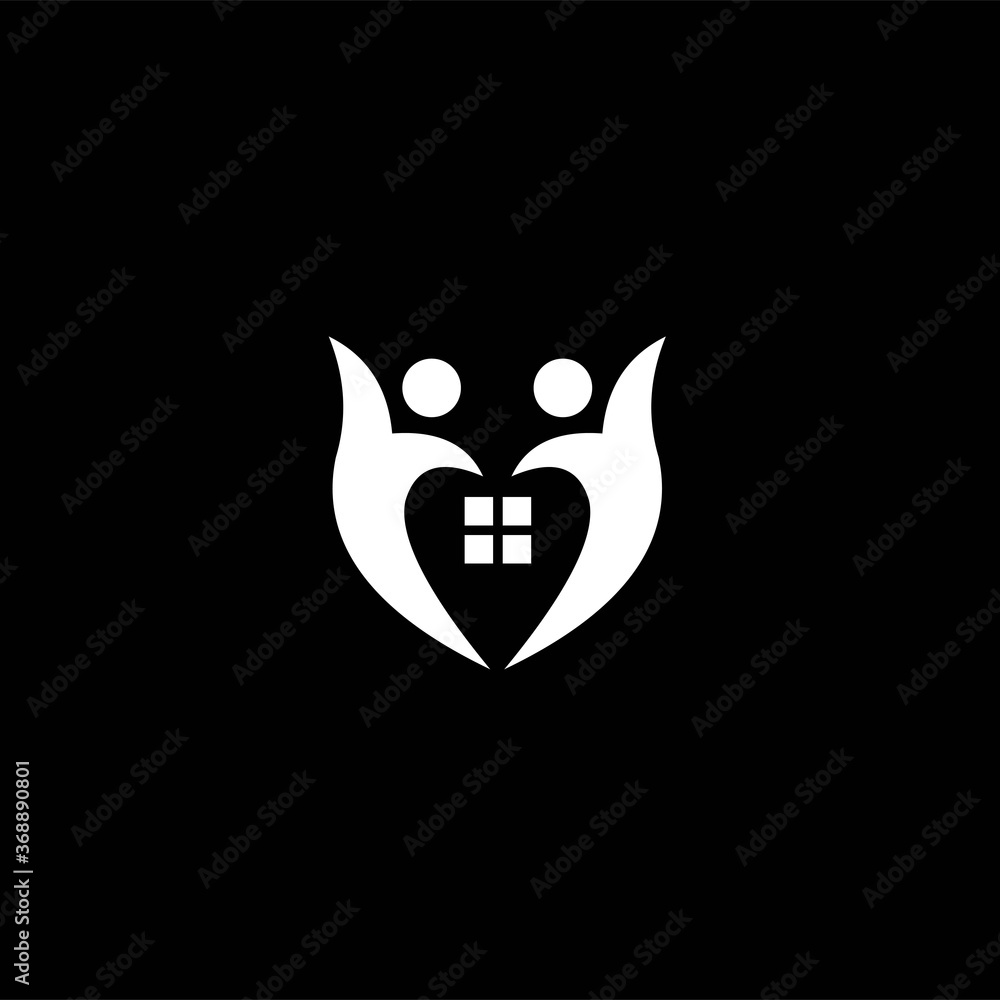 Fototapeta premium Home love logo, family home logo design vector illustration, home logo design template vector image