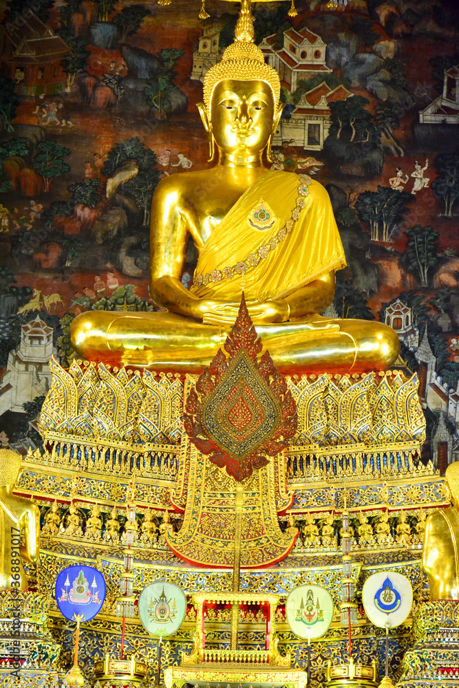 Wat Pho golden Buddha pagoda in Bangkok, Thailand