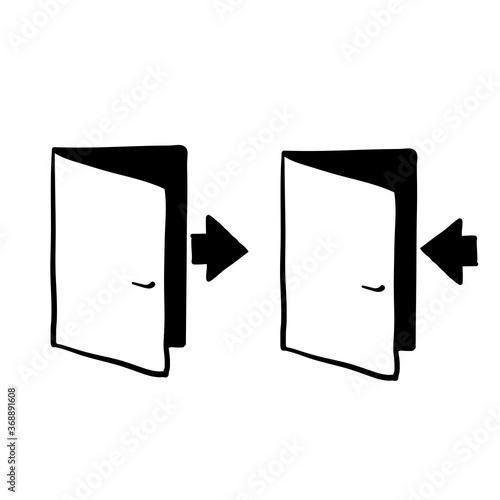 hand drawn exit and entrance icon illustration vector isolated background