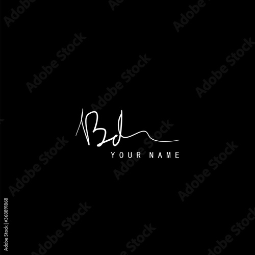 Signature Logo B and D, BD Initial letter. Handwriting calligraphic signature logo template design.