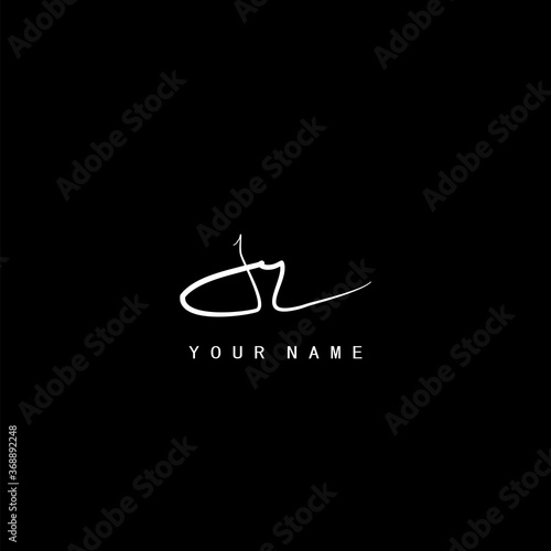 Signature Logo J and R, JR Initial letter. Handwriting calligraphic signature logo template design.