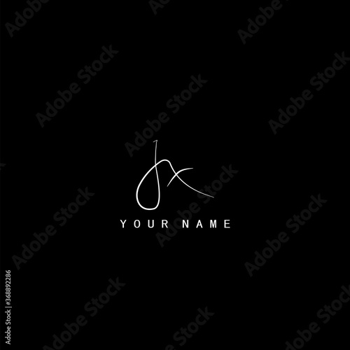 Signature Logo J and X, JX Initial letter. Handwriting calligraphic signature logo template design.