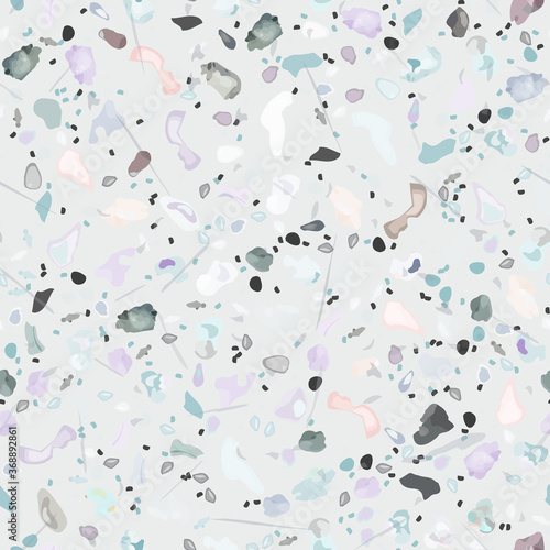 Terrazzo Texture Vector. Flooring Seamless Pattern