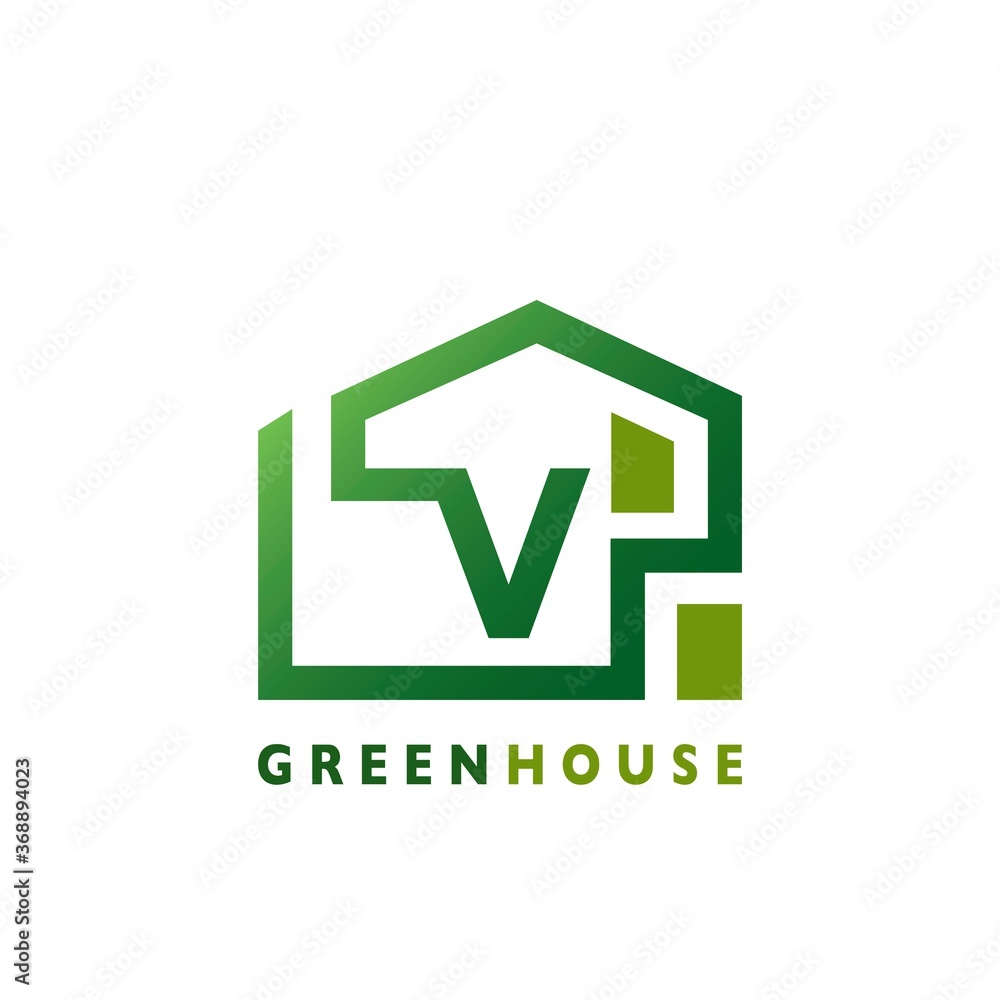Green House V Letter Logo Line Template Design for Building Real Estate Business Identity Logo Icon. Green House V Letter Logo Line Template Design for Building Real Estate Business Identity Logo Icon.