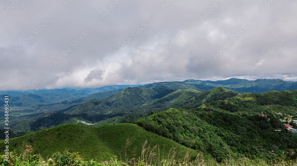 Beautiful viewpoint of the Viewpoint, Chang Suek Hill, Pilok Mountain in the west of Thailand, Thai-Burmese border in Thong Pha Phum District, Kanchanaburi, Thailand.