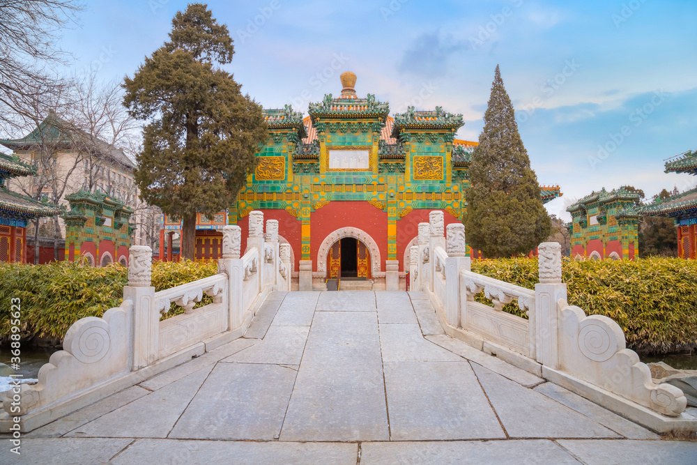 Minor Western Heaven (Xiaoxitian) at Beihai Park in Beijing, China Built by Qianlong Emperor in 1768 to honor his mother's birthday. The hall situated in the north western of Beihai Park
