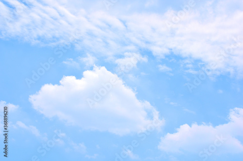 Bright Blue sky with white cloud. Beautiful sky background and wallpaper. Clear day and good weather in the morning.  