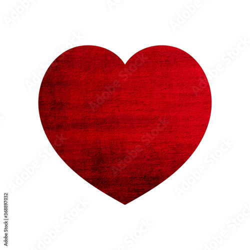 Red Heart with grunge style texture, Heart icon vintage design isolated on white background, Vector illustration