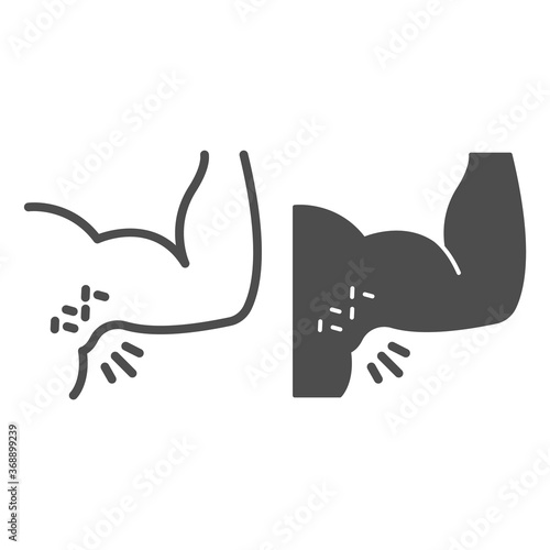 Rash in the armpit line and solid icon, Allergy concept, underarm infection sign on white background, Allergy affects and reaction icon in outline style for mobile and web design. Vector graphics.