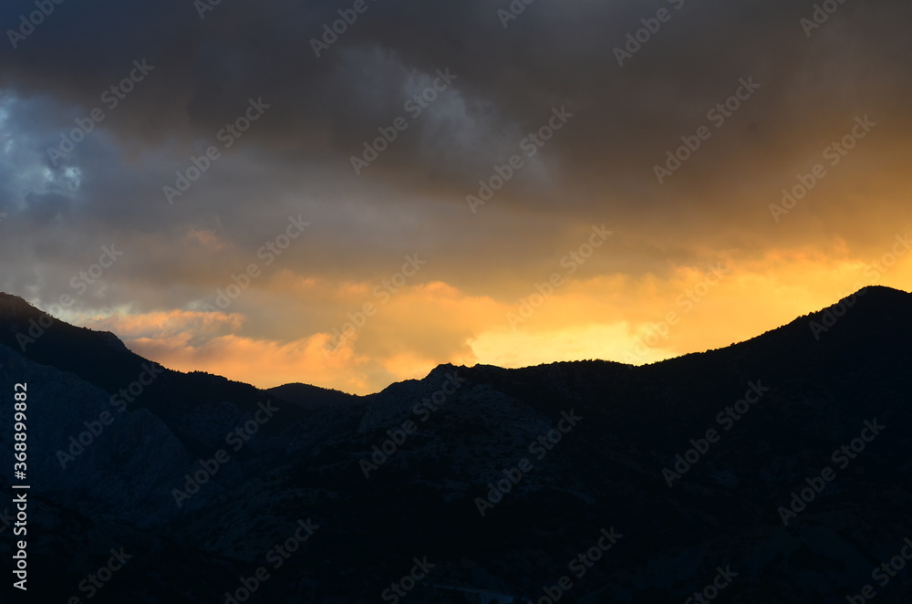 sunset in the mountains