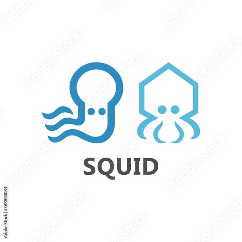 Octopus/squid Logo abstract. Creative Linear Vintage Logotype concept icon.