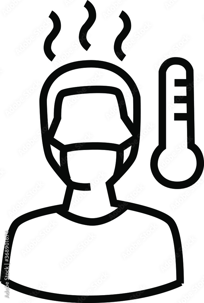 Corona virus causes fever. icon illustration Corona virus causes fever. icon illustration