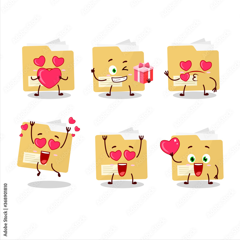 File folder cartoon character with love cute emoticon