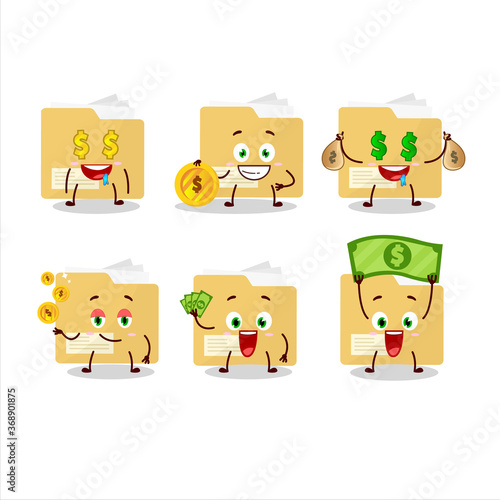 File folder cartoon character with cute emoticon bring money