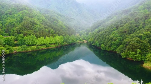 the scenery of Korea with a lake