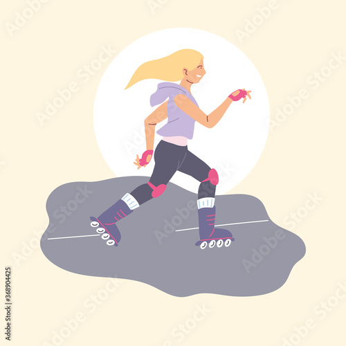 woman in roller skates, outdoor activity