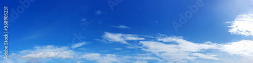 Blue sky panorama with cloud on a sunny day. Beautiful 180 degree panoramic image. © tanarch