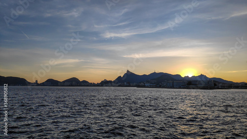 Sunset from a ship overlooking Rio de Janeiro.