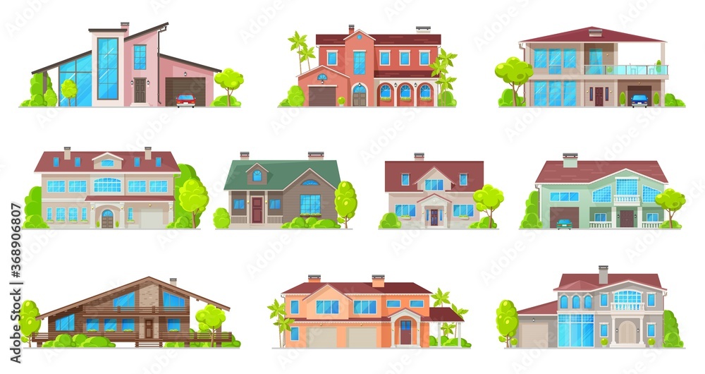 Φωτογραφία Real estate house vector icons with isolated buildings of residential homes