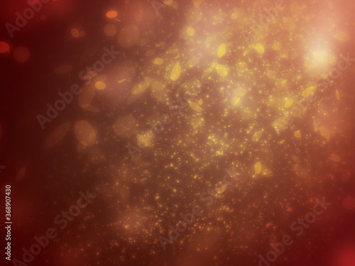Golden light glitter effect falling from side scene with dot light effect setting on red background