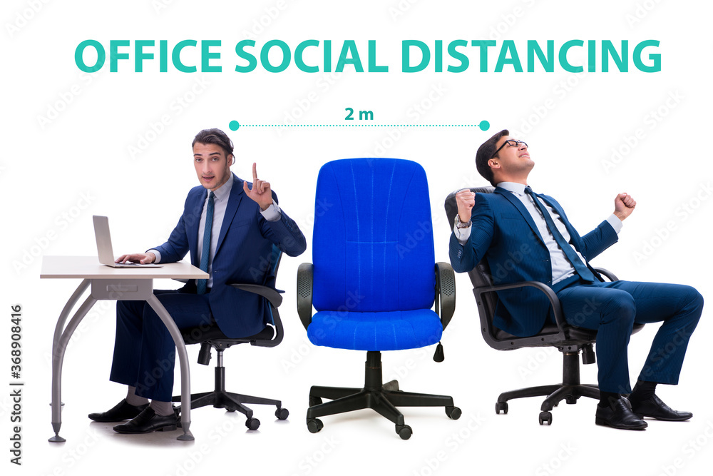 Office social distancing concept during coronavirus pandemic Office social distancing concept during coronavirus pandemic
