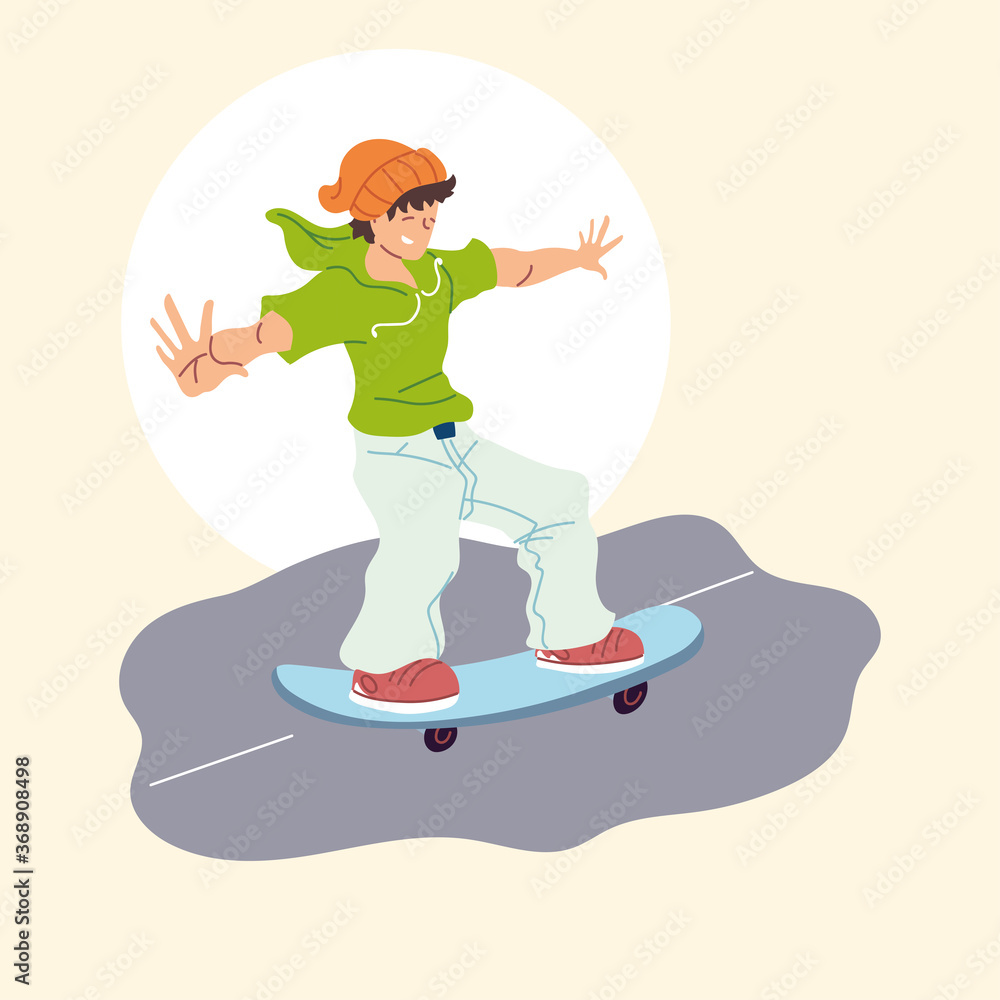 Obraz premium man on skateboard, outdoor activity