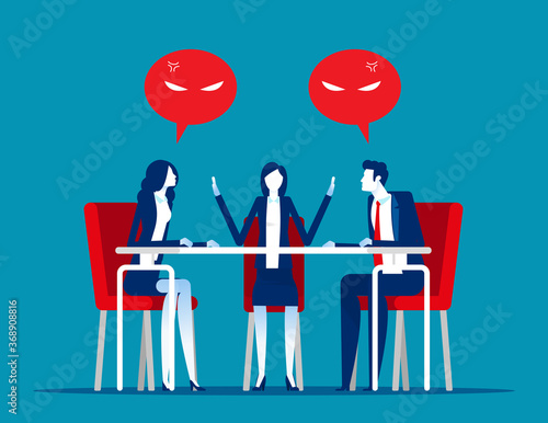 Two aggressive business. Emotions and expressions concept. Flat cartoon vector style