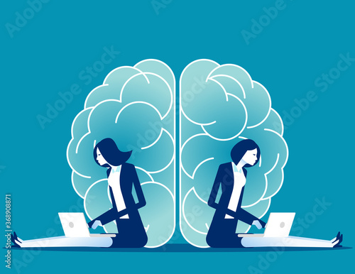 Business brainstorming. Two sides of the brain concept. Psychological issues and thinking