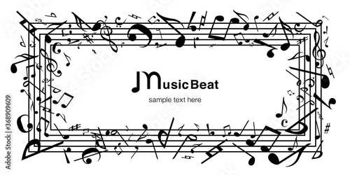 音符音楽ミュージック背景ベクターイラスト白黒アブストラクト