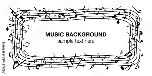 音符音楽ミュージック背景ベクターイラスト白黒アブストラクト