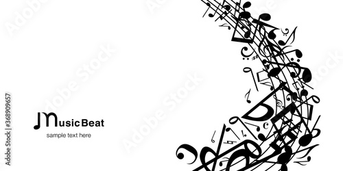音符音楽ミュージック背景ベクターイラスト白黒アブストラクト