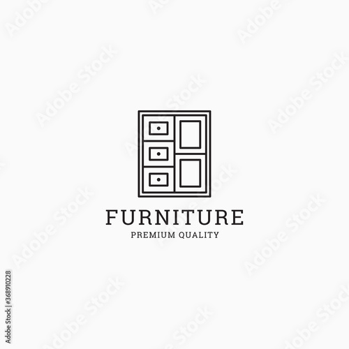 Minimalist Furniture logo icon design template premium vector