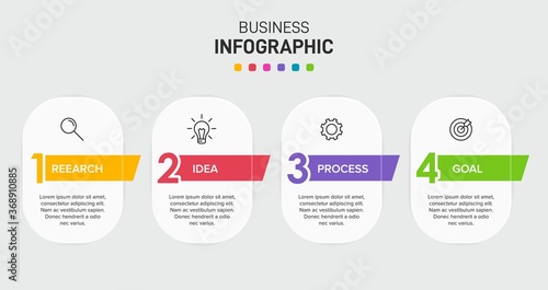 Infographic design with icons and 4 options or steps. Thin line vector. Infographics business concept. Can be used for info graphics, flow charts, presentations, web sites, banners, printed materials.