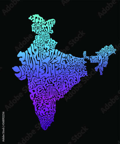India map typography illustration