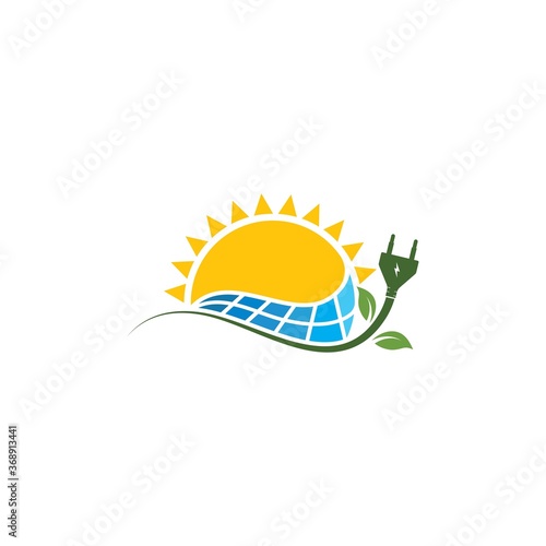 solar panel logo vector icon of natural energy