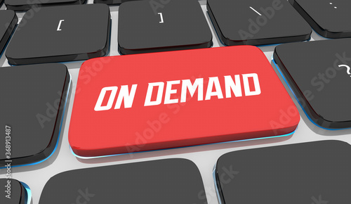 Foto On Demand Instant Streaming Service Buy Order Now Computer Keyboard 3d Illustrat