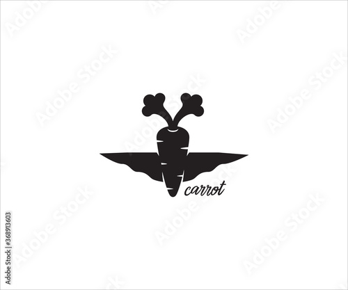 cute carrot plant in the soil simple vector icon logo design illustration