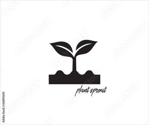 a plant sprout with two leaf, simple vector icon logo design illustration