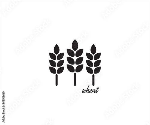 three stalk of wheat simple vector icon logo design illustration